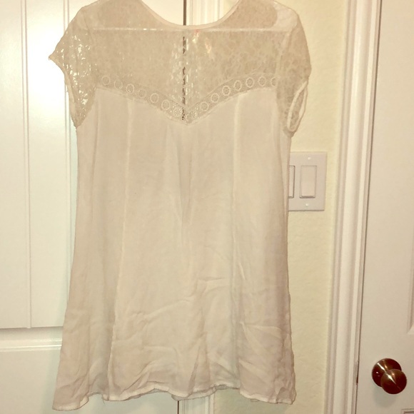 WHITE+LACE BABYDOLL DRESS W/ BUILT IN SLIP - Picture 1 of 4